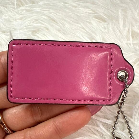 2" COACH Patent Leather Pink Fob Bag Charm Hang tag Hangtag - Picture 2 of 2